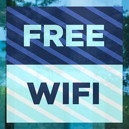 Cgsignlab | wifi בחינם -כחול כחול נצמד חלון ברור | 24 x24